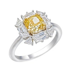 GIA Fancy Vivid Orange Yellow Certified 1.58 Carat Cushion Diamond Ring