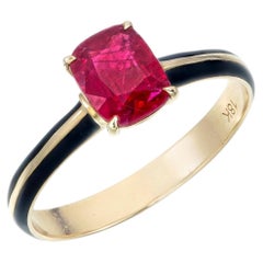 GRS Certified 1.07 Carat Burmese Ruby No Heat Pigeon Blood Enamel Ring in Gold