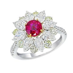 GRS-zertifizierter Ring aus Gold mit einem 1.13 Karat schweren burmesischen Rubin in „Pigeon Blood“-Farbe, unbehandelt