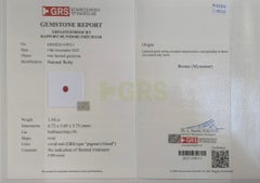 GRS-zertifizierter Ring aus Gold mit einem 1.30 Karat schweren burmesischen Rubin in „Pigeon Blood“-Farbe, unbehandelt