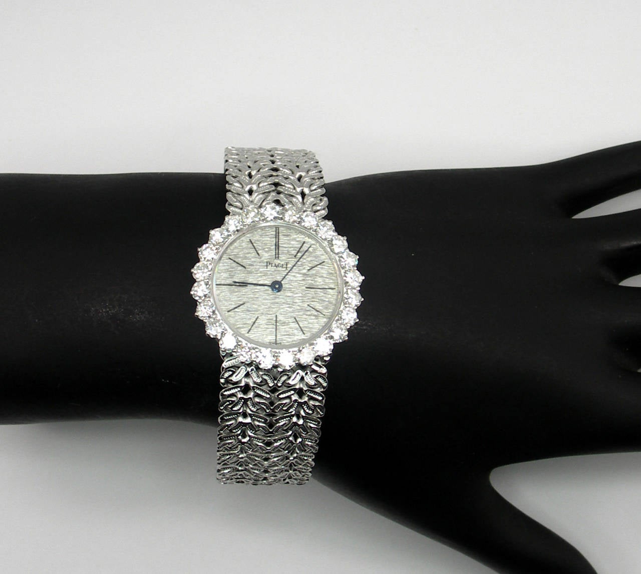 Women's Piaget Lady's White Gold Diamond Bezel Wristwatch