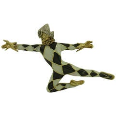 Martine Enamel Gold Harlequin Brooch