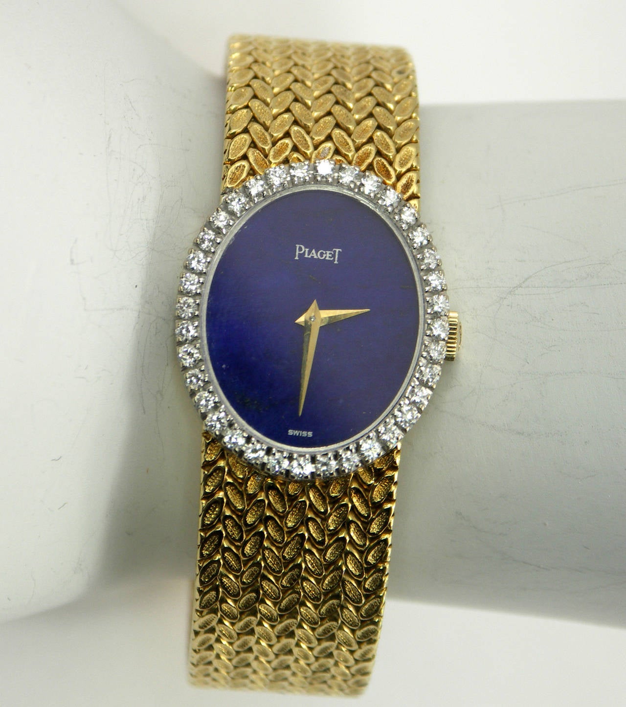 Piaget Lady's Yellow Gold Lapis Lazuli Dial Diamond Bezel Wristwatch 2