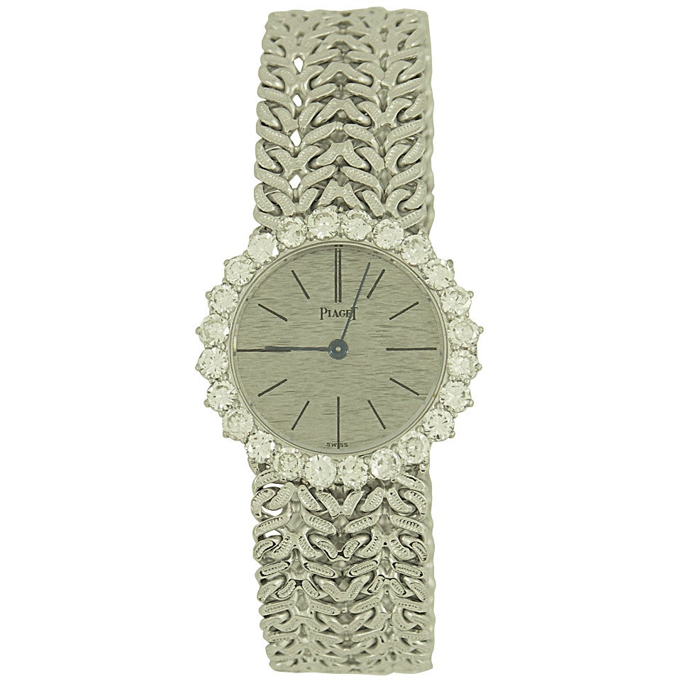 Piaget Lady's White Gold Diamond Bezel Wristwatch