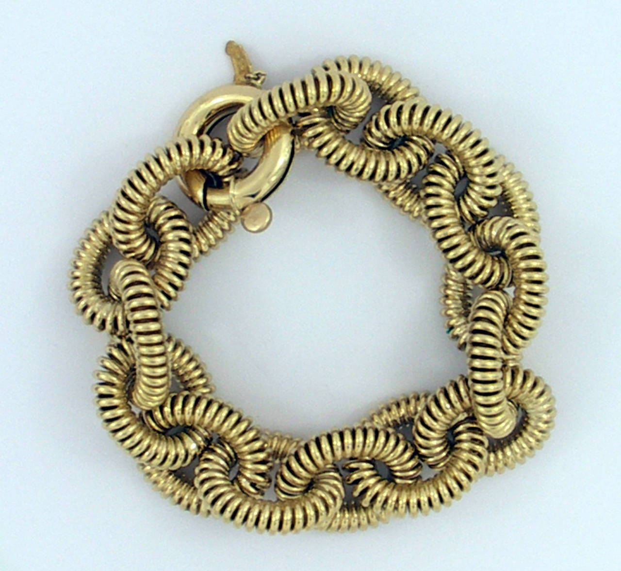 Large Coiled Cable Link Gold Bracelet In Excellent Condition In Palm Beach, FL
