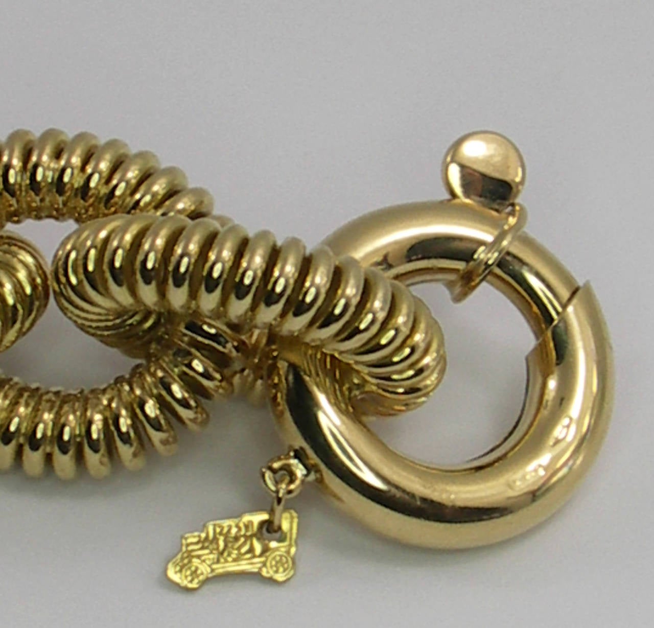 Large Coiled Cable Link Gold Bracelet 3