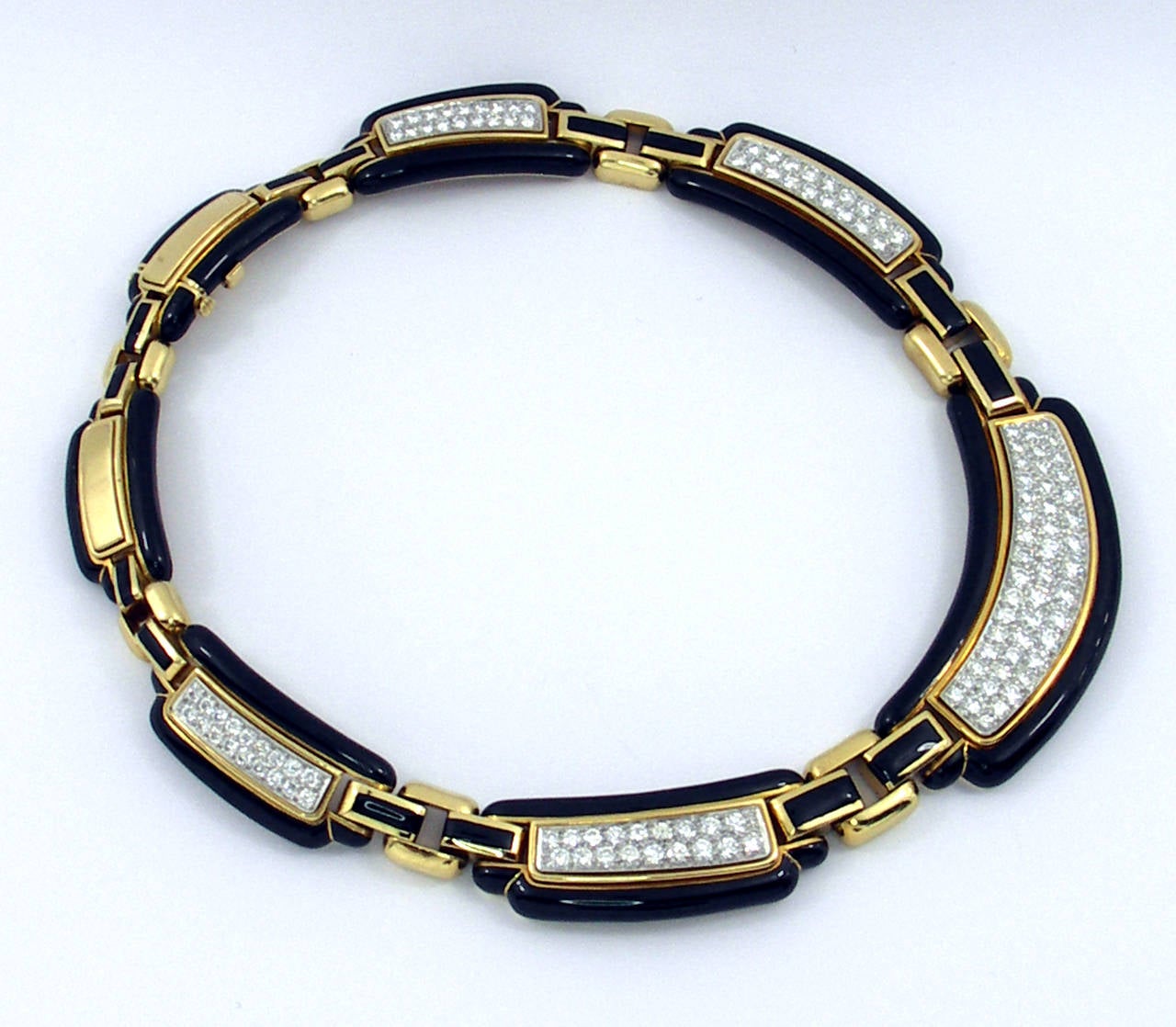 David Webb Black Enamel Diamond Gold Necklace 2