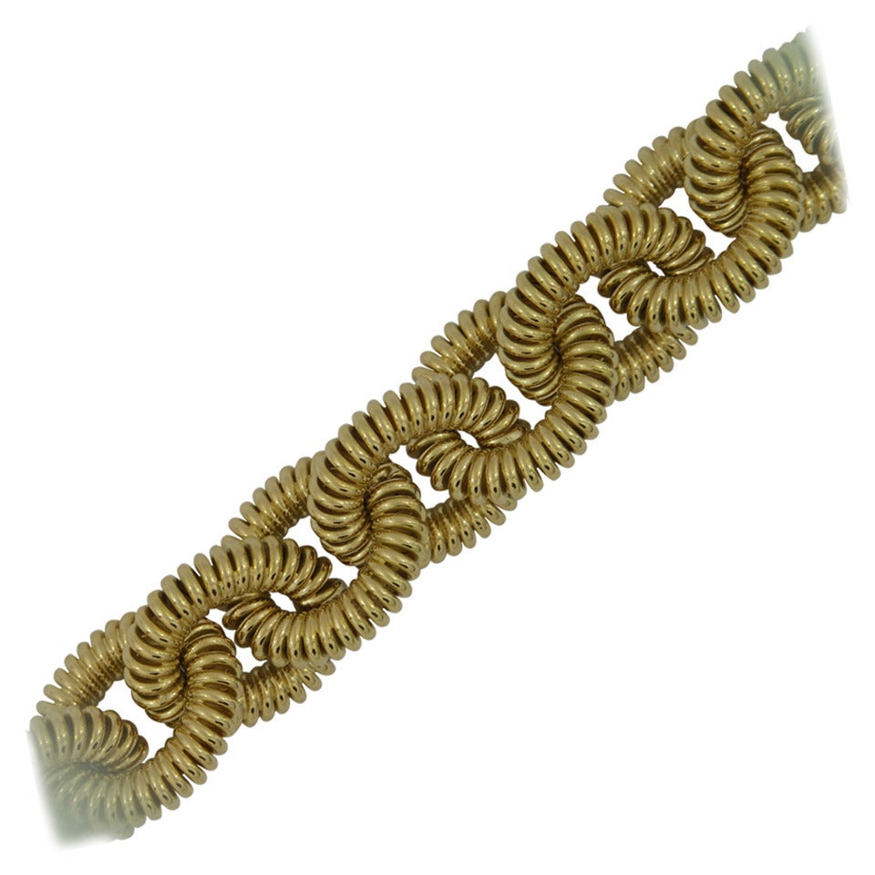 Large Coiled Cable Link Gold Bracelet