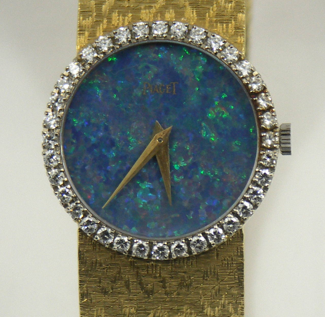 Piaget Lady's Yellow Gold Diamond Bezel Rare Opal Dial Wristwatch 2