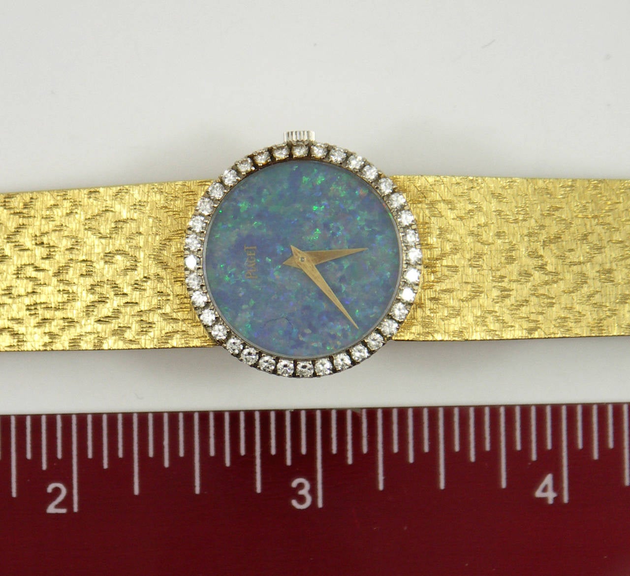 Piaget Lady's Yellow Gold Diamond Bezel Rare Opal Dial Wristwatch 1