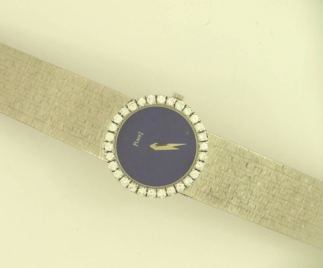 Women's Piaget Ladies White Gold Diamond Bezel Lapis Lazuli Dial Wristwatch