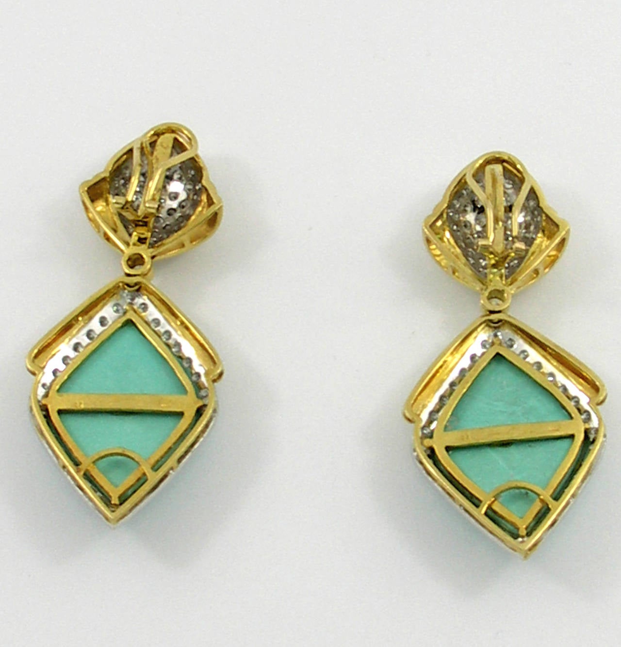 Women's Diamond Turquoise Gold Drop Earrings