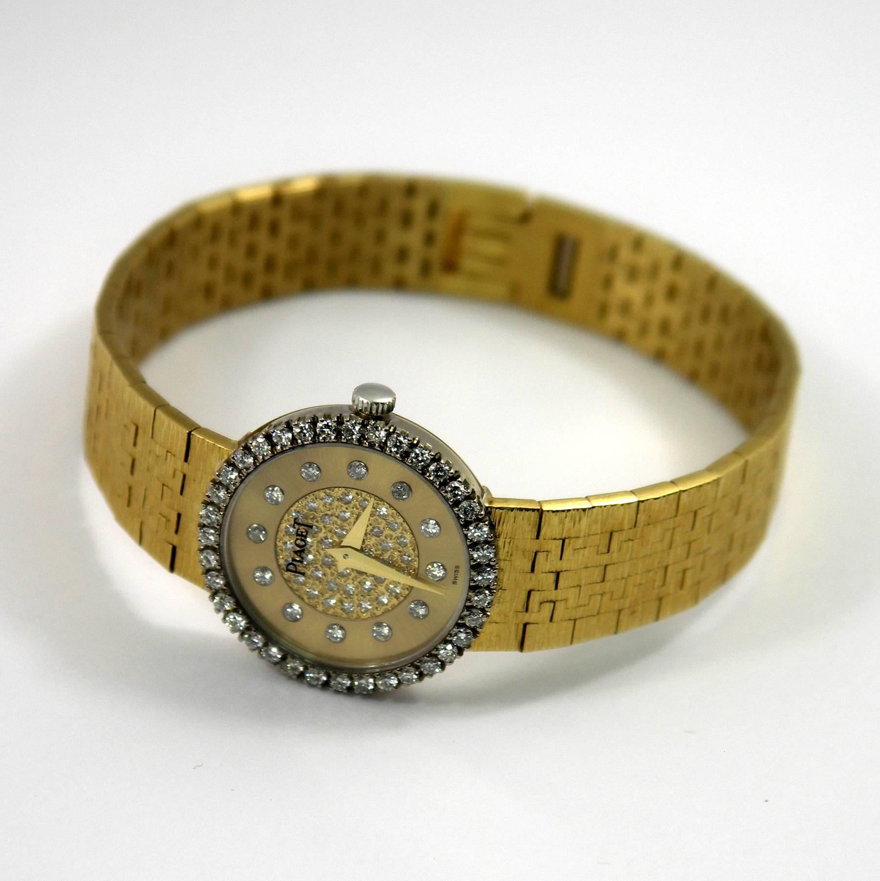 Piaget Ladies Yellow Gold Diamond Dial and Bezel Quartz Wristwatch In Excellent Condition In Palm Beach, FL