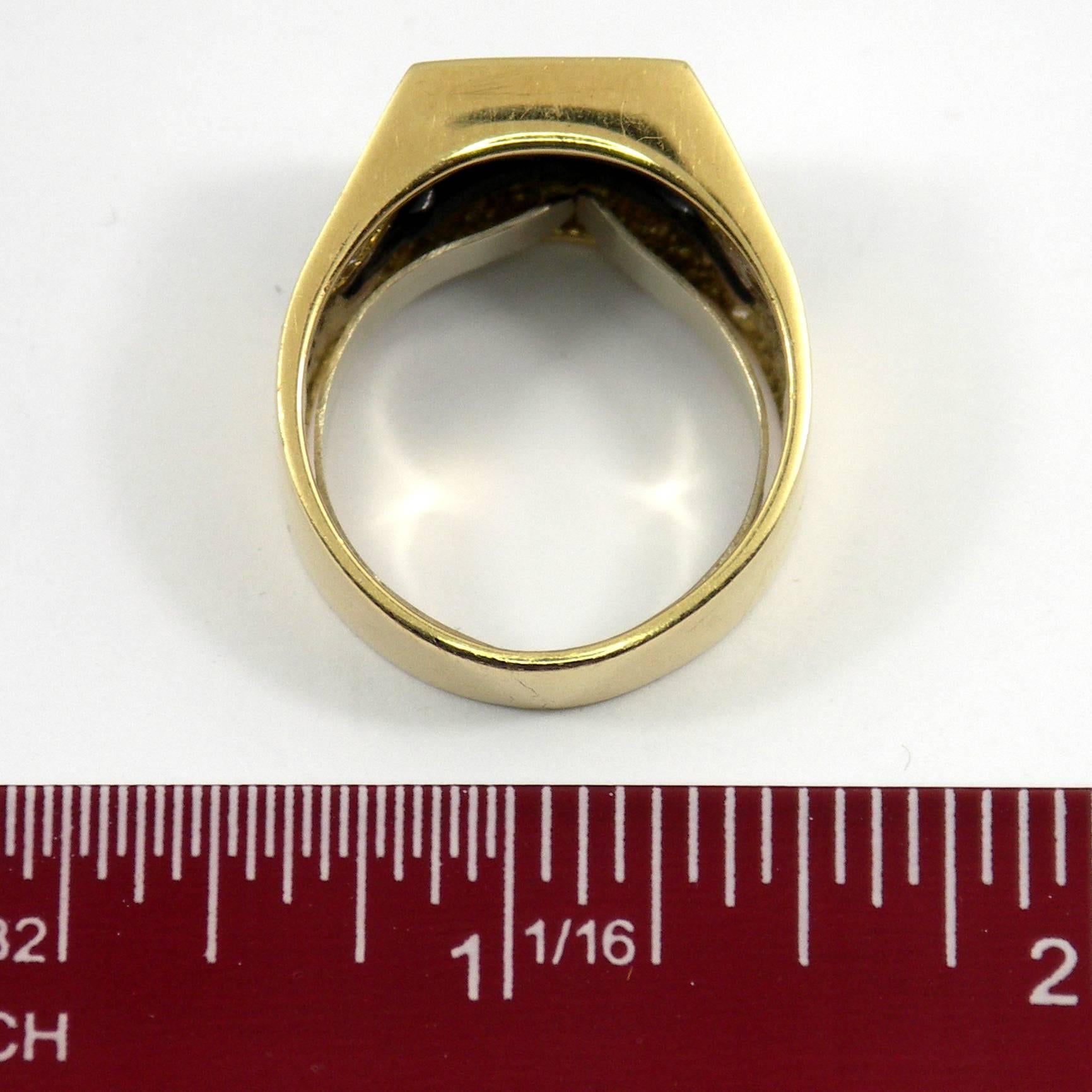 Bernard Passman Black Coral Diamond Gold Ring In Excellent Condition In Palm Beach, FL