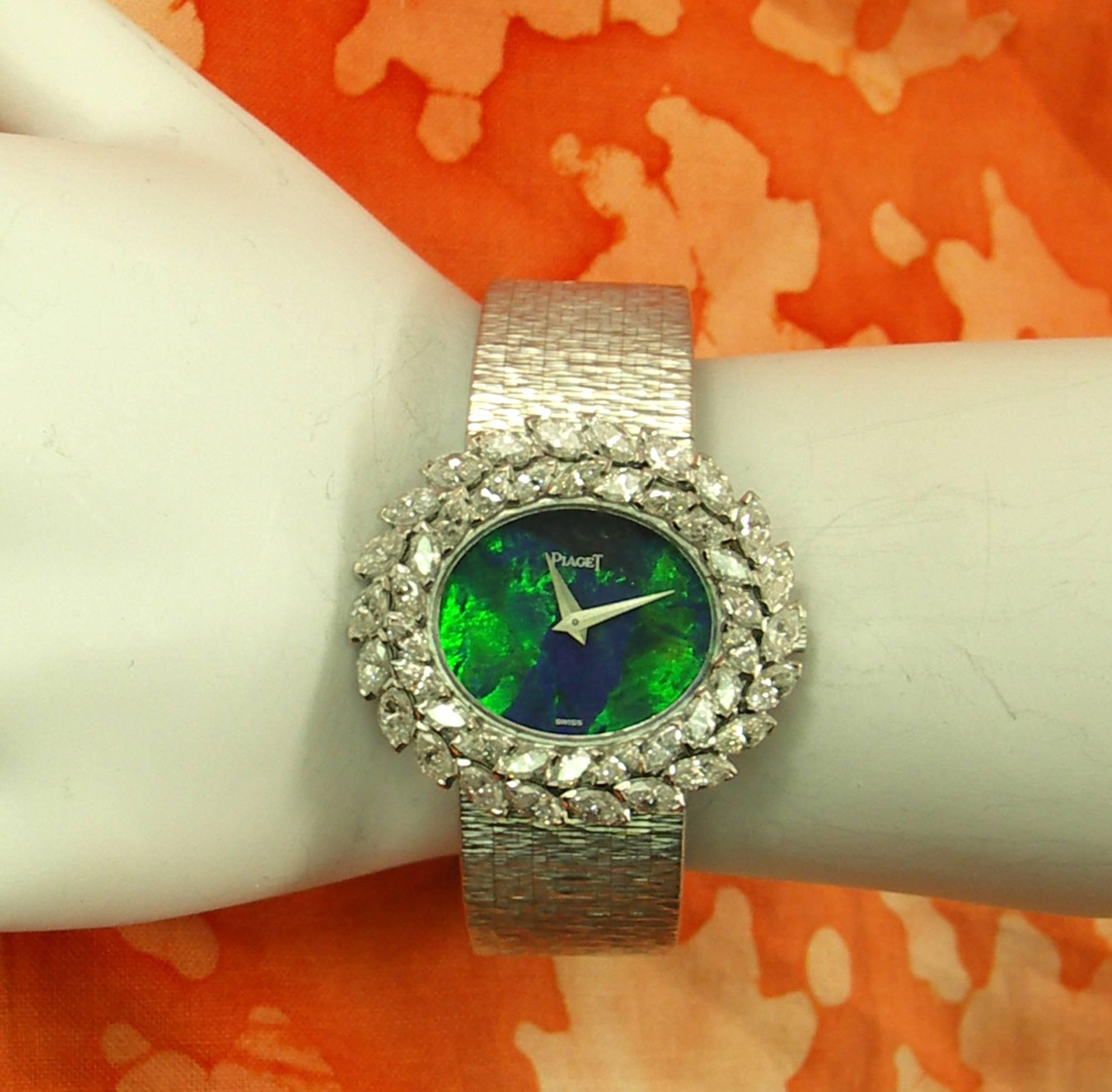 Piaget Lady''s Weißgold Opal-Zifferblatt-Armbanduhr mit doppelter Diamant-Lünette 2