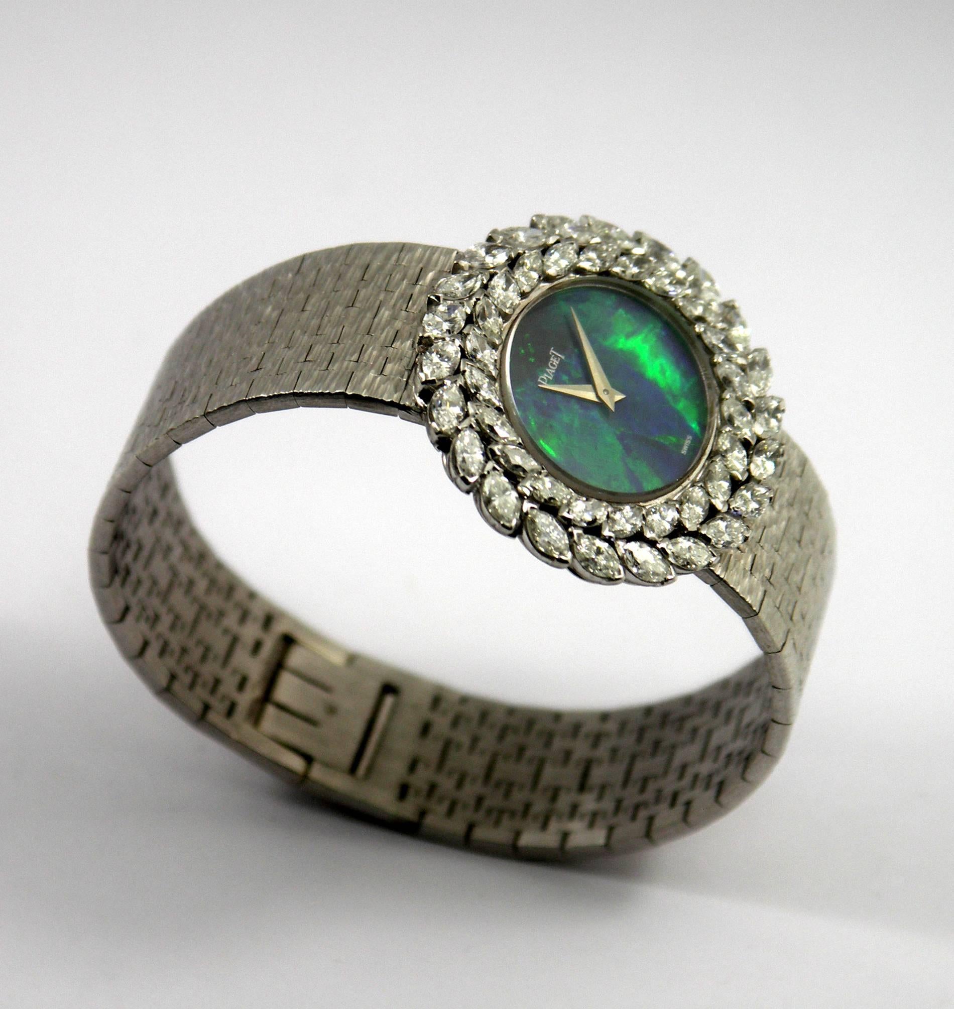 Piaget Lady''s Weißgold Opal-Zifferblatt-Armbanduhr mit doppelter Diamant-Lünette 3