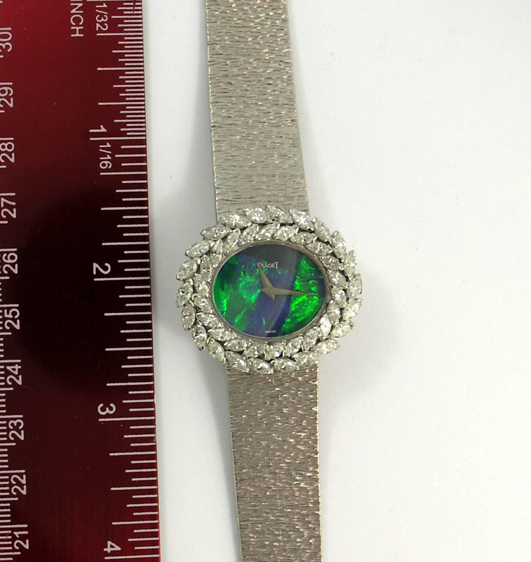 Piaget Lady''s Weißgold Opal-Zifferblatt-Armbanduhr mit doppelter Diamant-Lünette 4