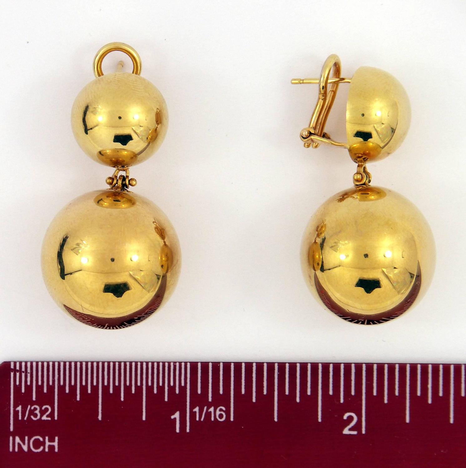 Hanging Gold Ball Earrings at 1stdibs