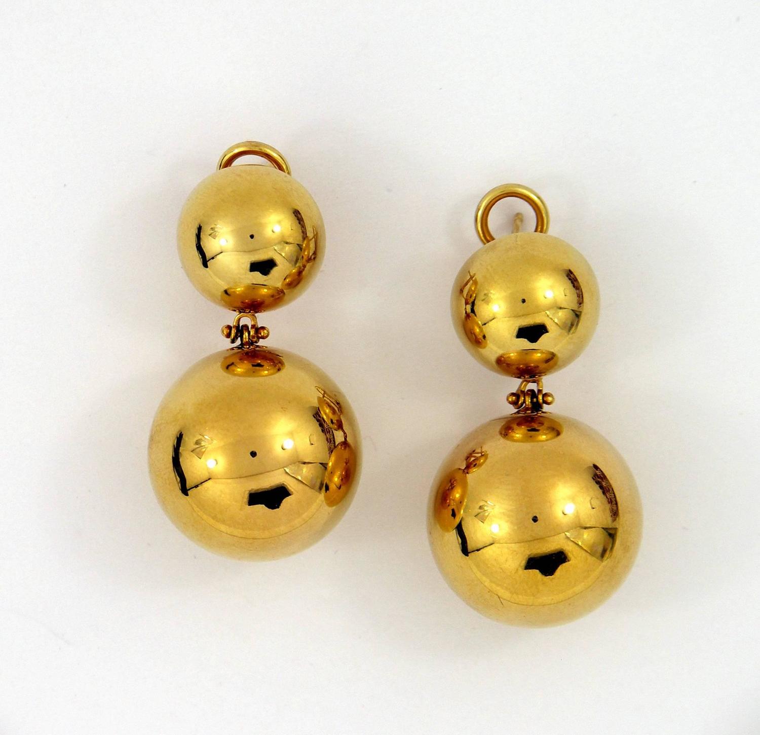 Hanging Gold Ball Earrings at 1stdibs