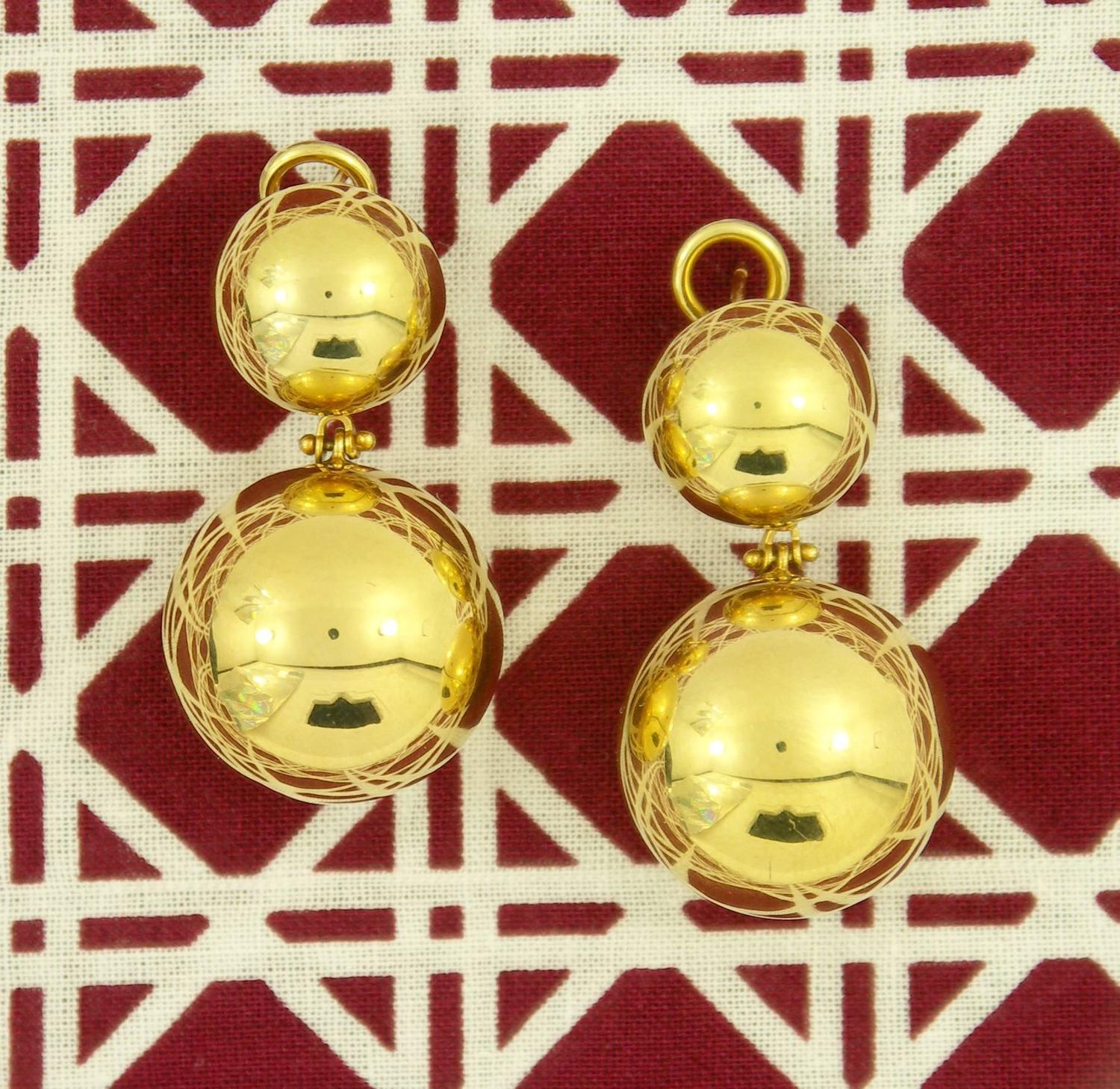 Hanging Gold Ball Earrings at 1stdibs
