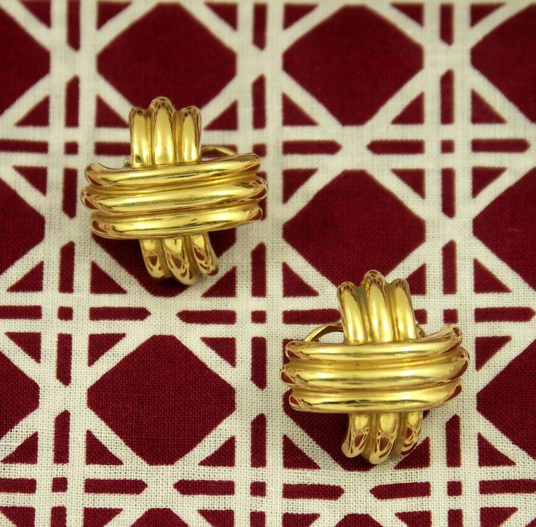 Tiffany Gold X Earrings For Sale at 1stDibs