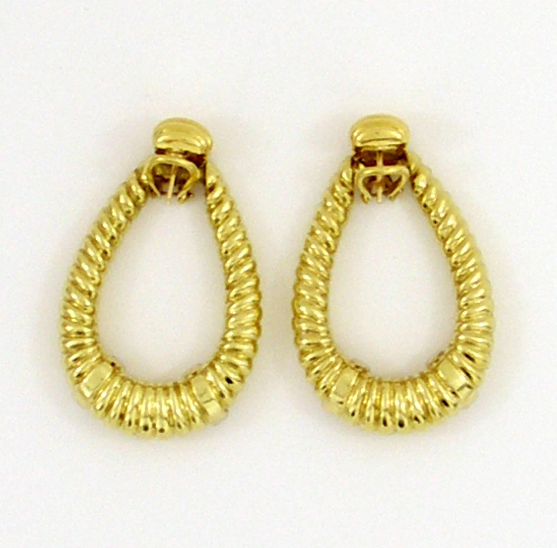 Women's Large Diamond Gold Door Knocker Earrings