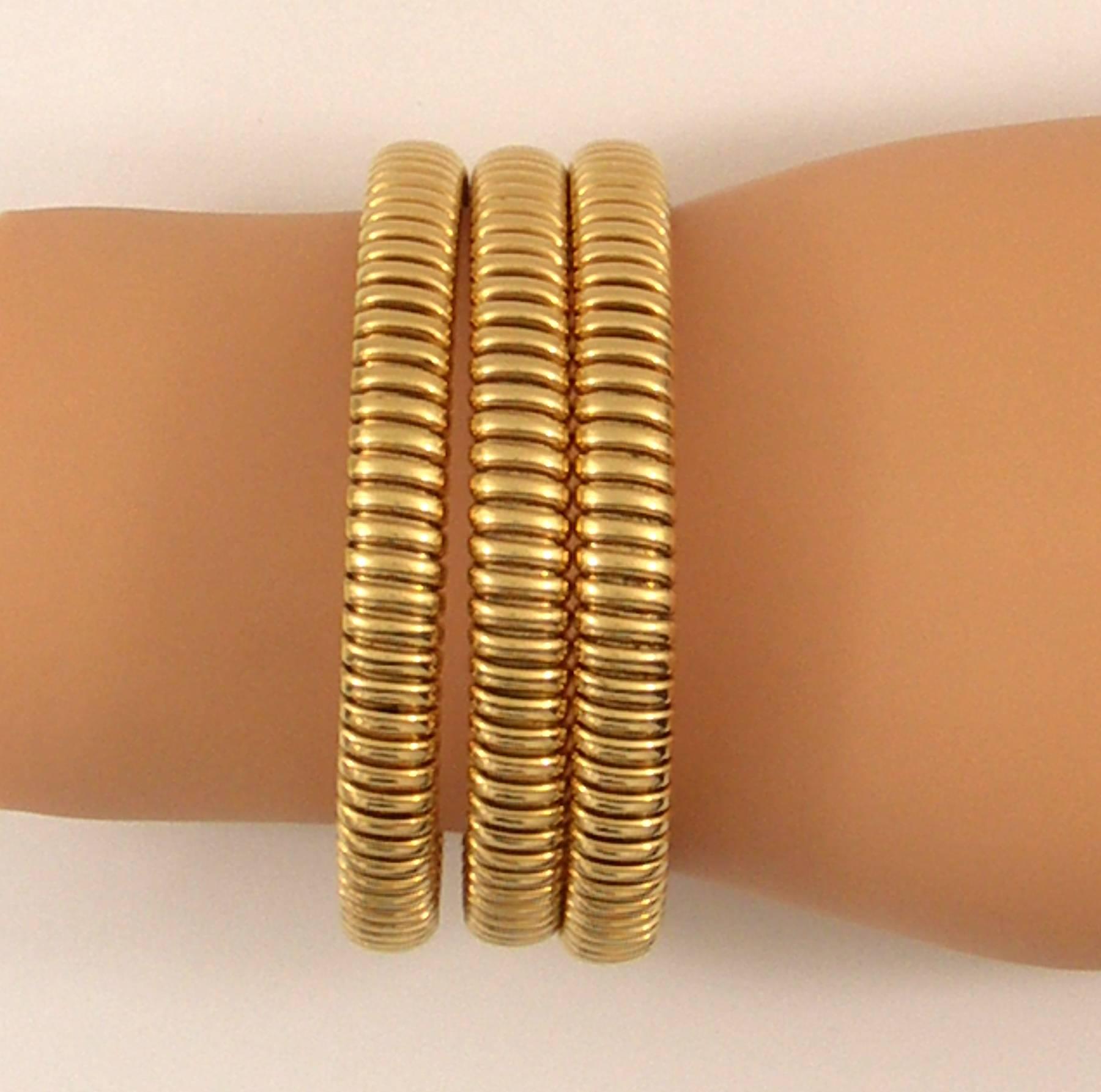 Women's or Men's Three Strand Gold Tubogas Bracelet