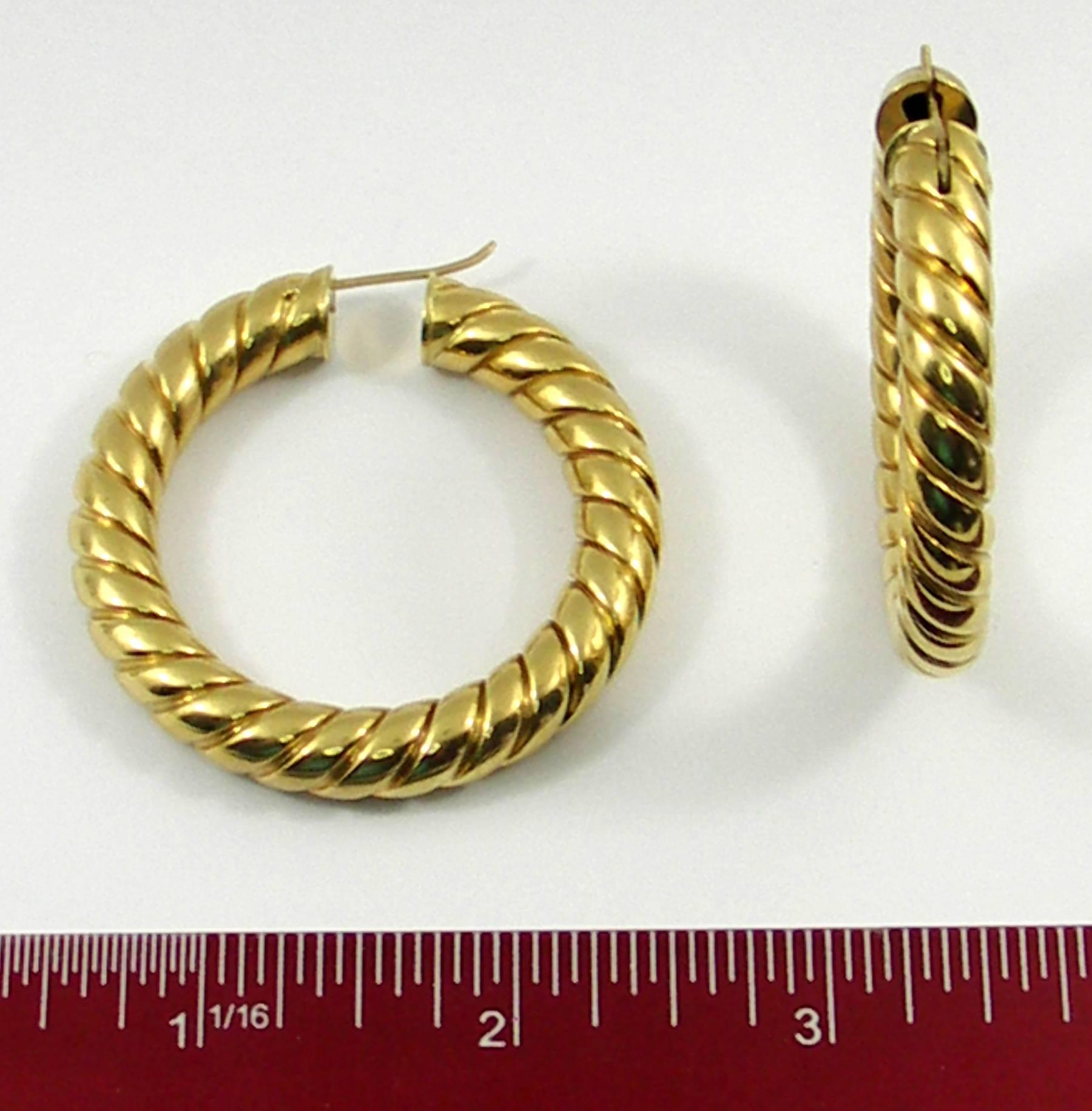 Large Twisted Rope Design Gold Earrings 2