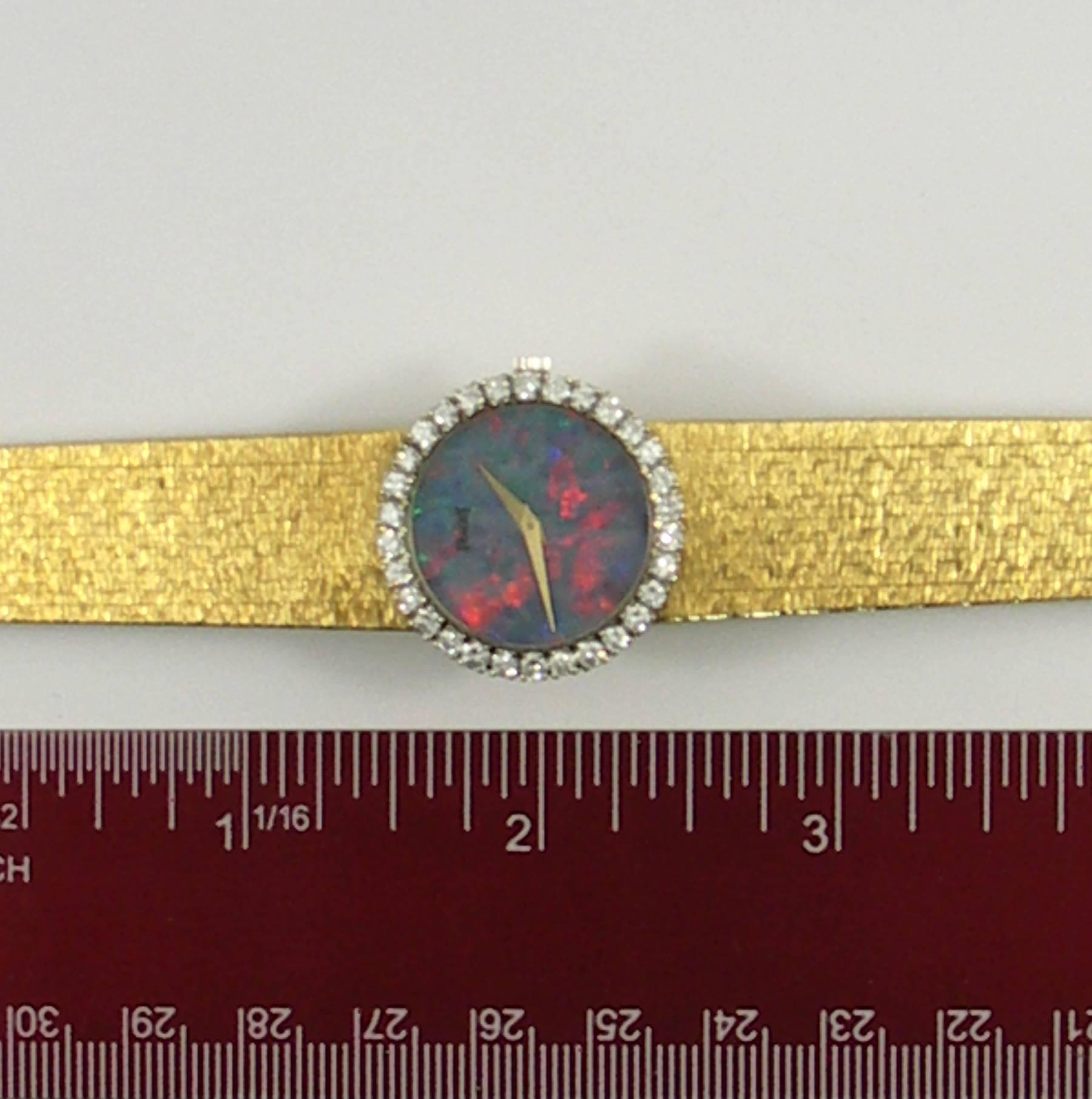 Women's or Men's Piaget Ladies Yellow Gold Diamond Bezel Opal Dial Wristwatch