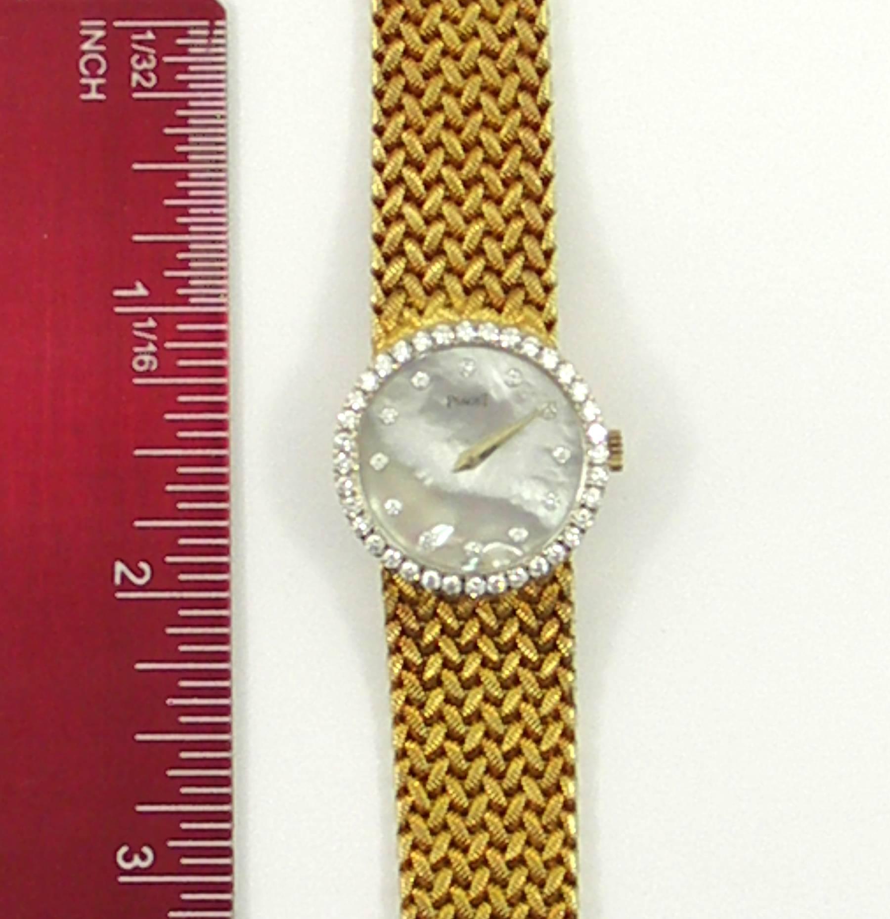 Piaget Ladies Yellow Gold Mother of Pearl Diamond Dial Watch/ Wristwatch  1