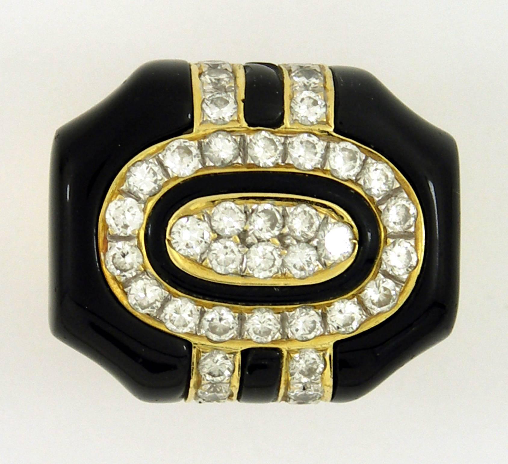 Onyx Diamond Gold Ring 3