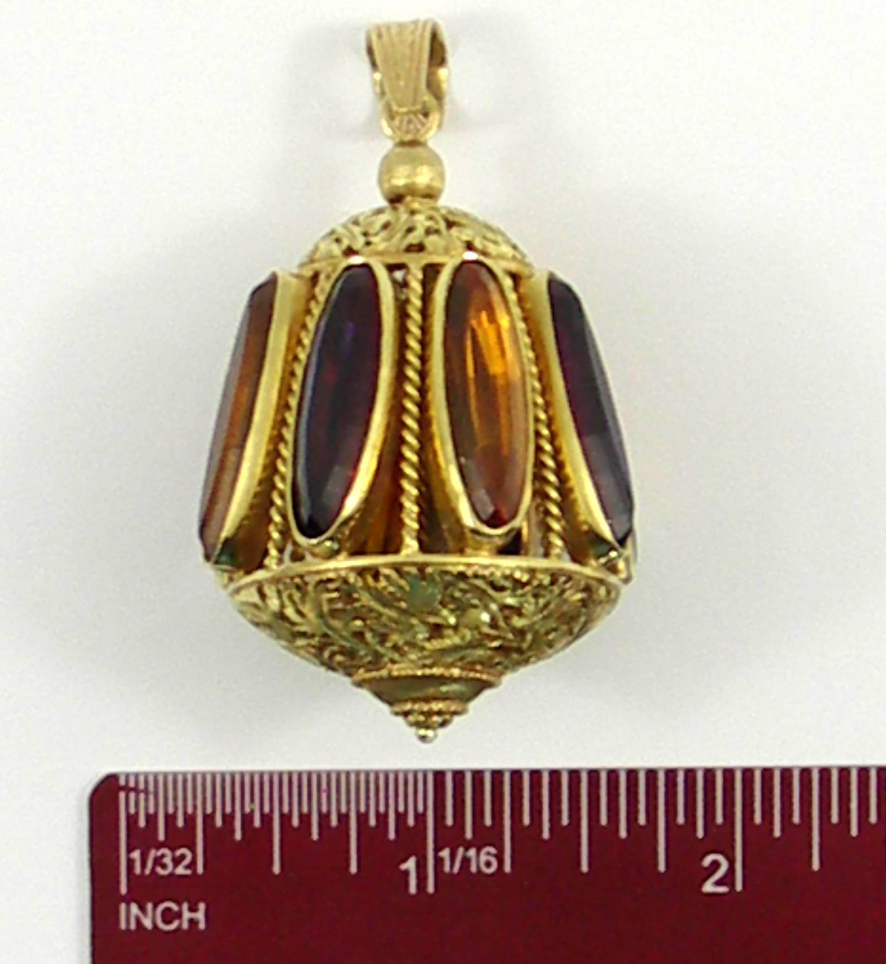 Amethyst Citrine Gold Etruscan Revival Charm For Sale 4