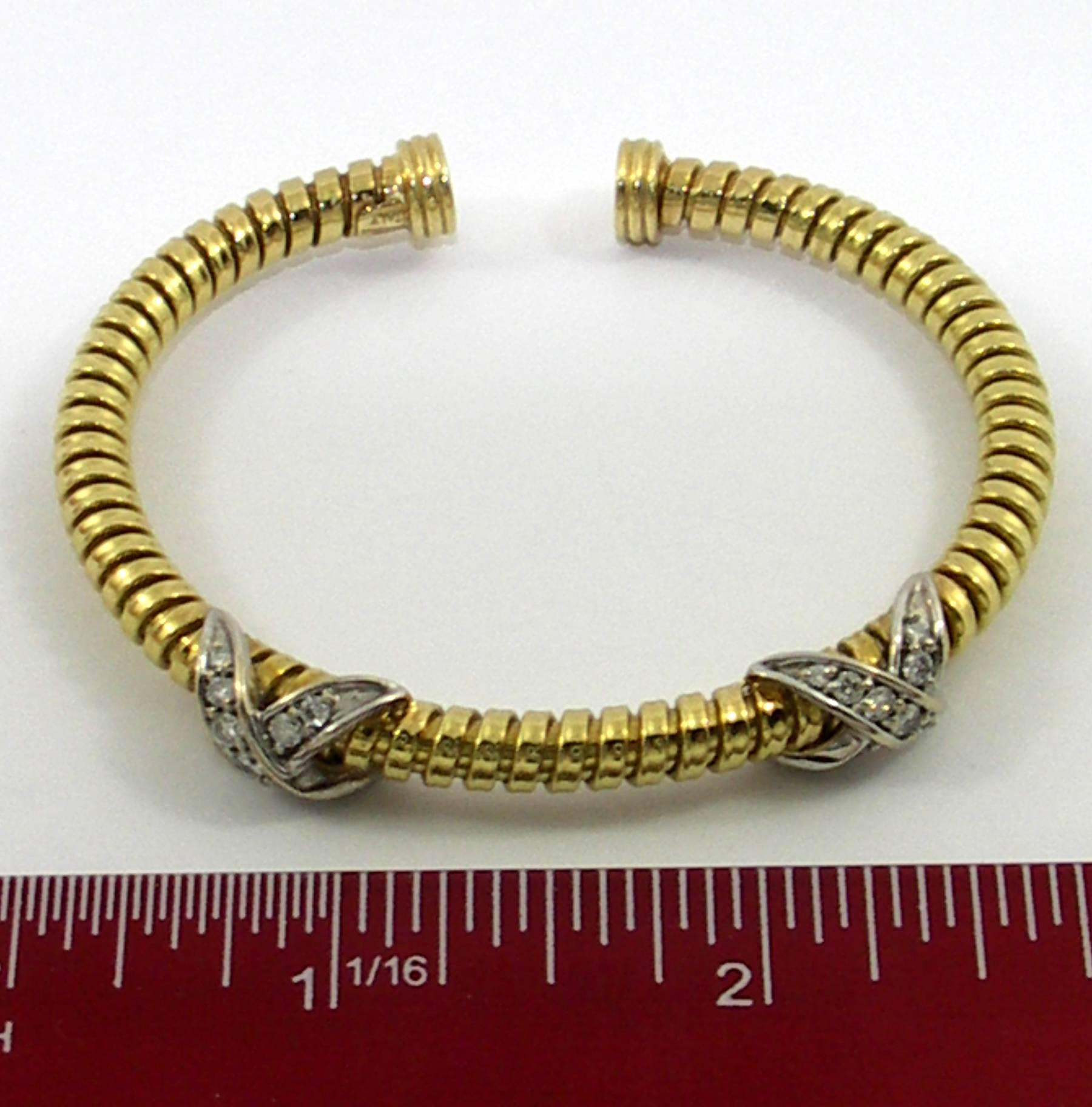 Gold Cuff Bracelet with Diamond Motifs 1