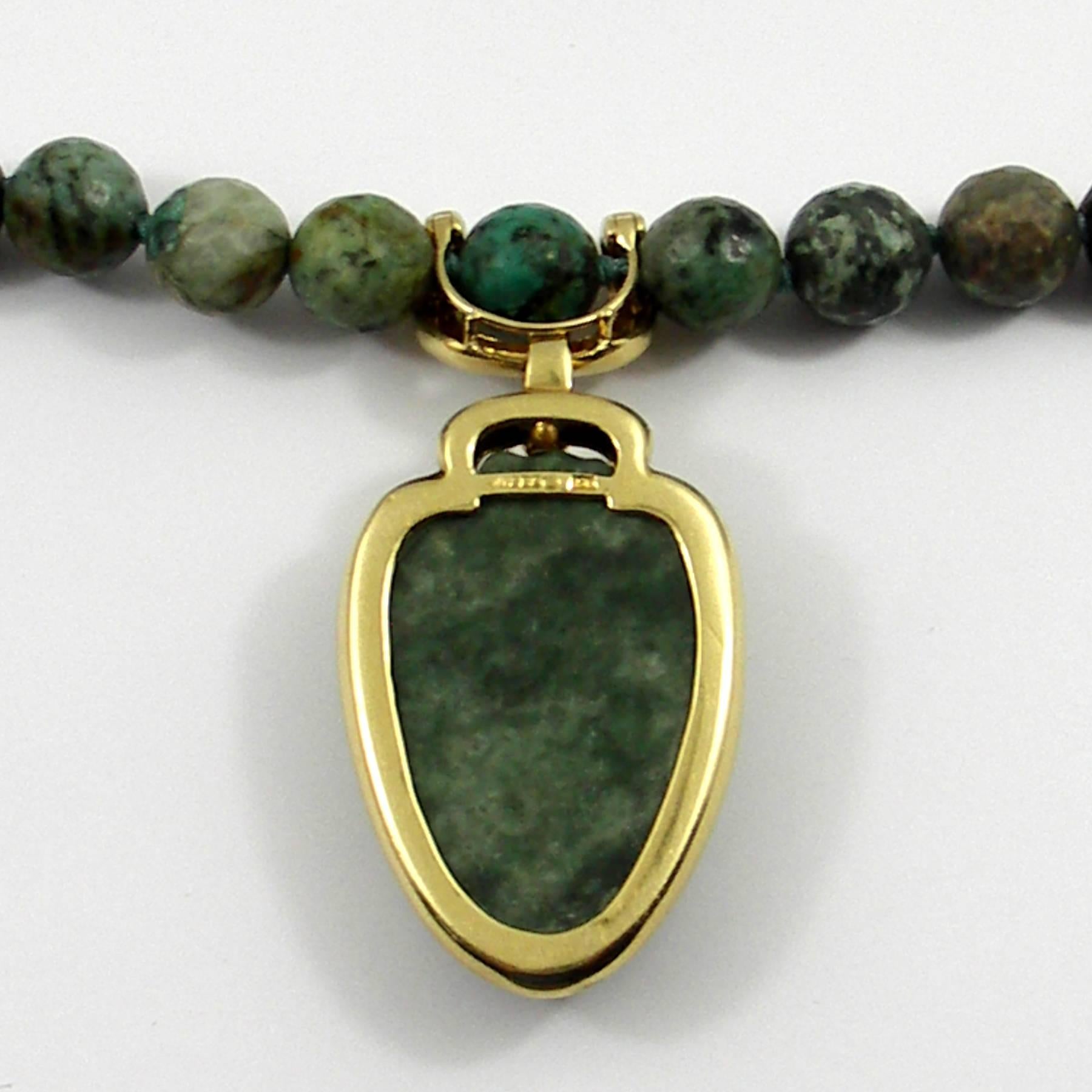 David Webb Agate Bead Gold Pendant and Necklace 2