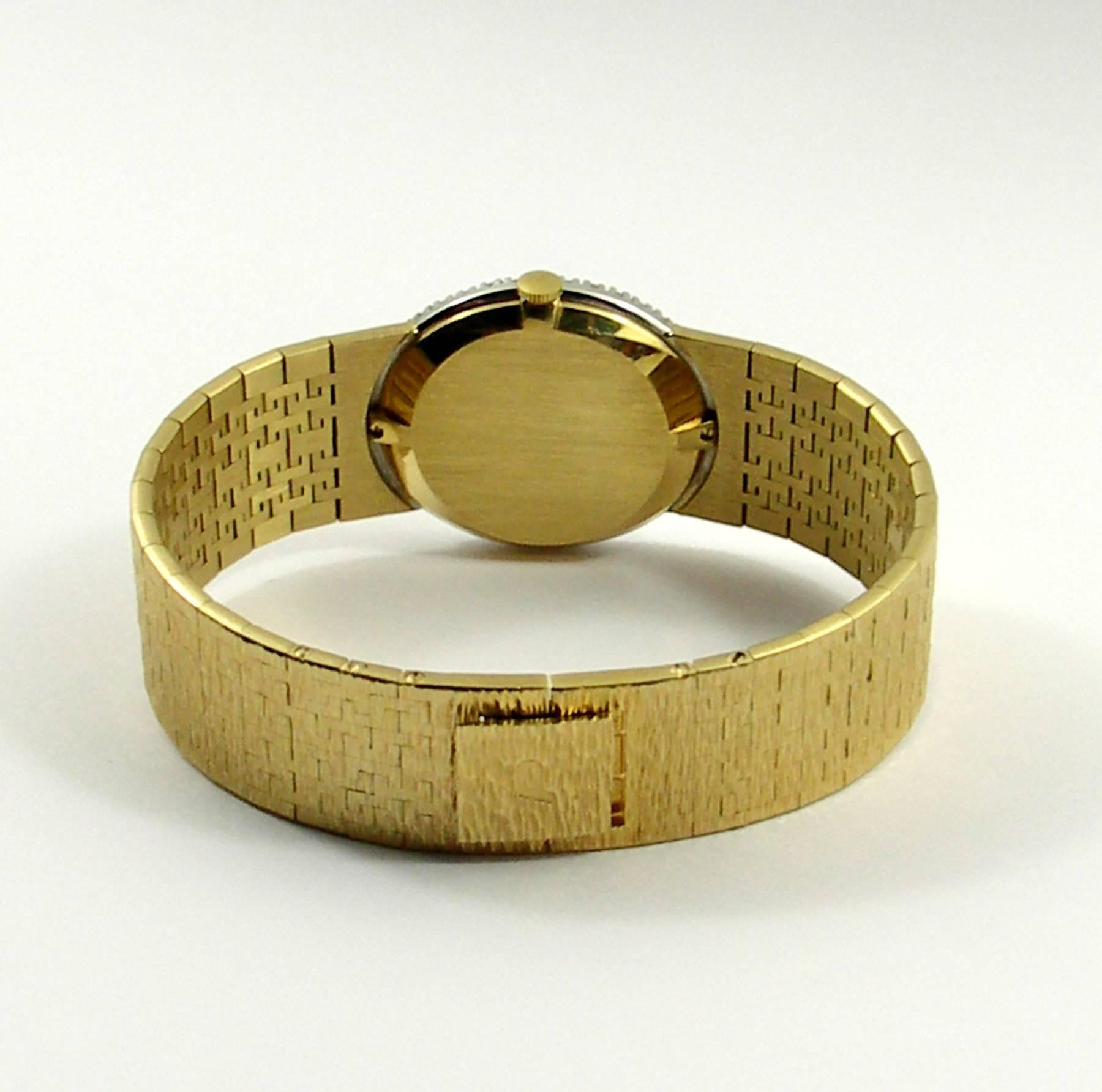 Women's Piaget Ladies Yellow Gold Pave Diamond Dial Diamond Bezel Wristwatch