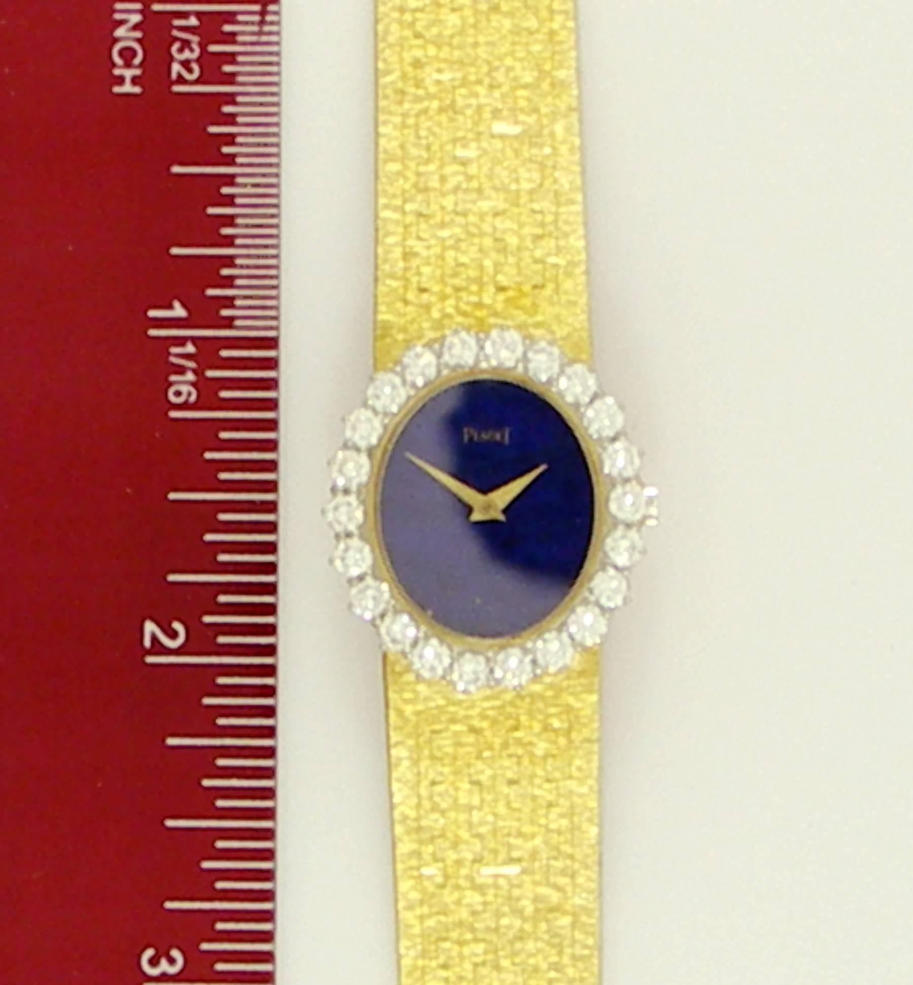 Piaget Ladies Yellow Gold Diamond Bezel Lapis Dial Watch/Wristwatch 3