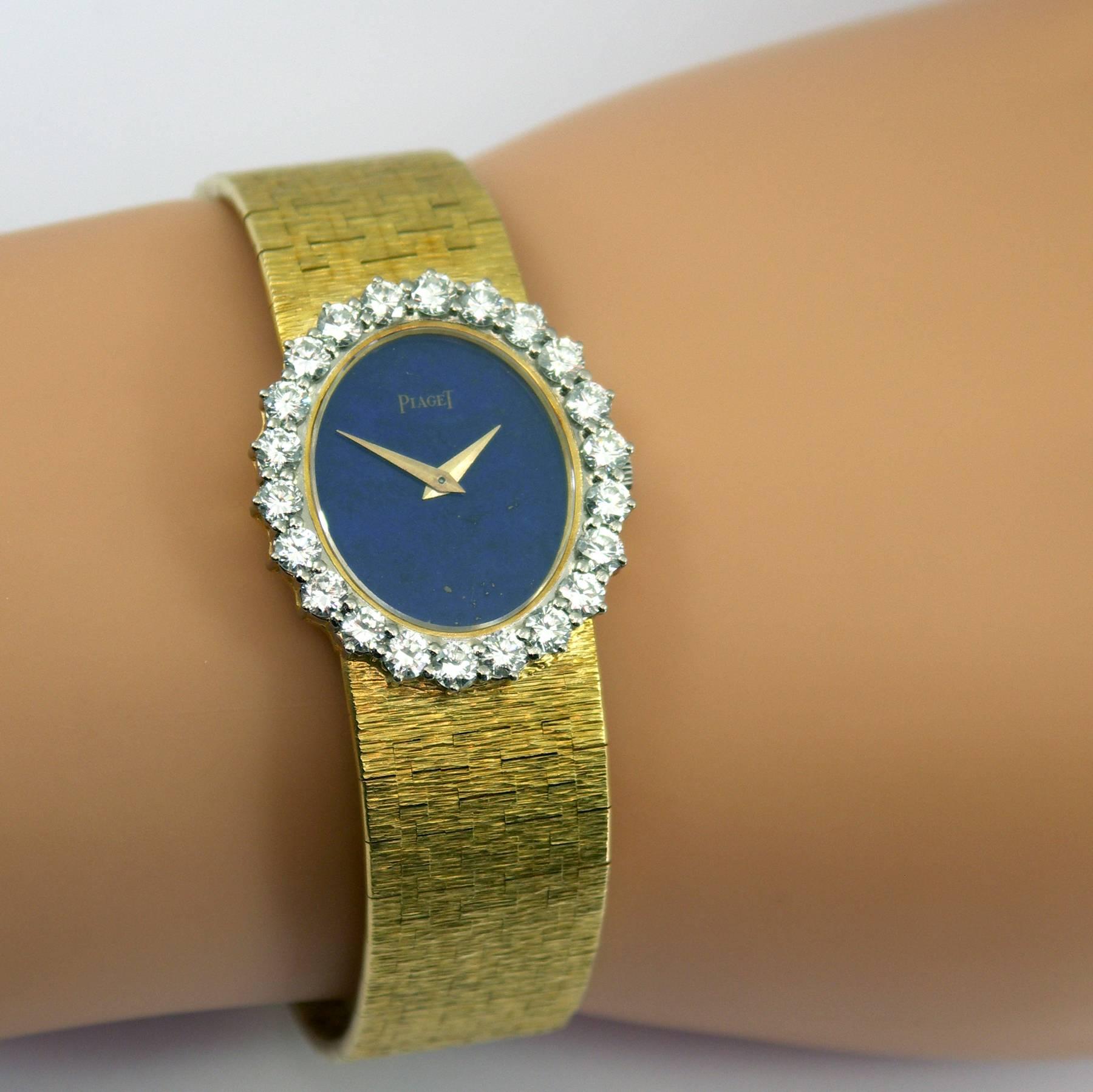Piaget Ladies Yellow Gold Diamond Bezel Lapis Dial Watch/Wristwatch 1