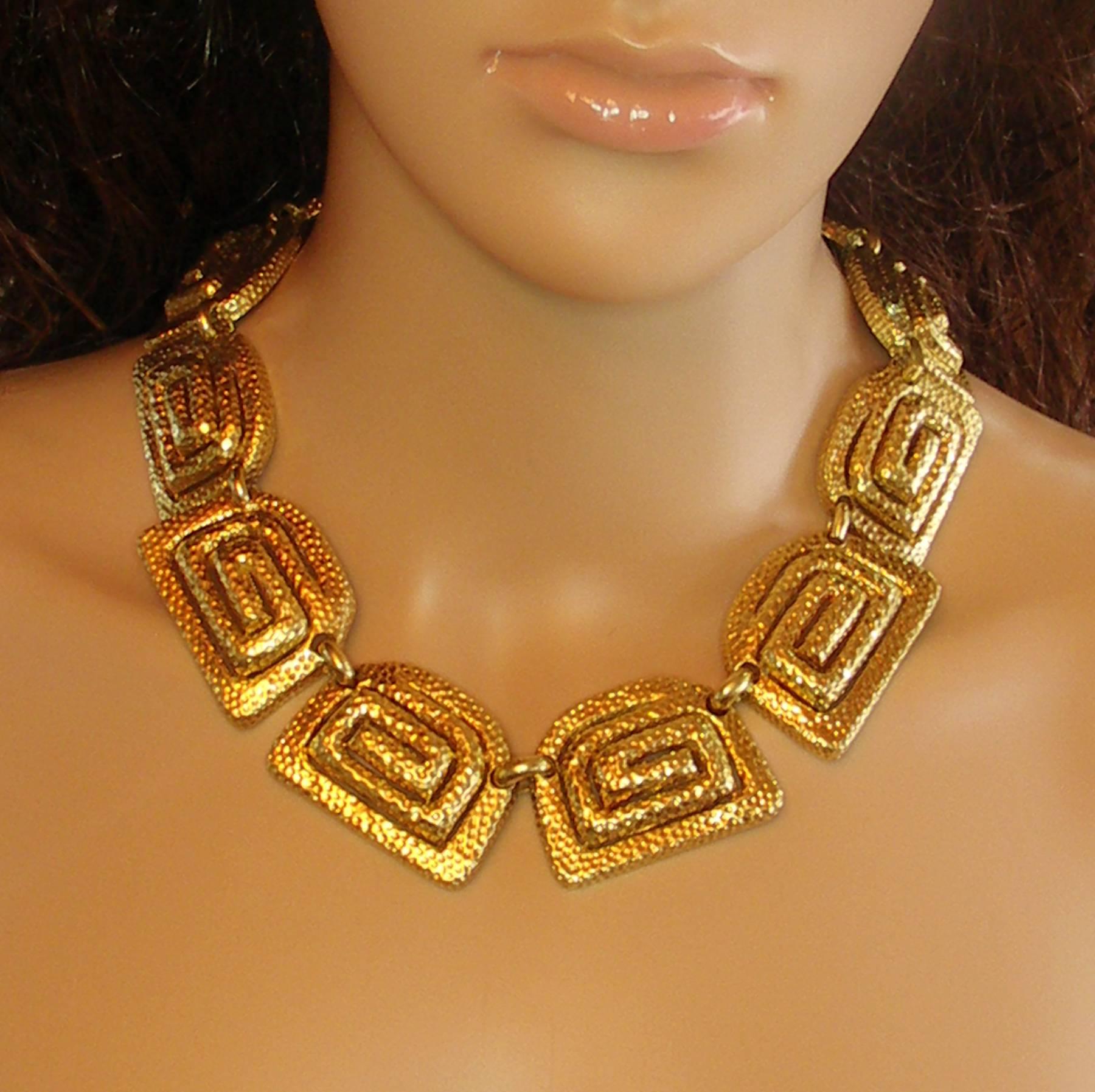 Gold Greek Key Design Necklace For Sale at 1stDibs
