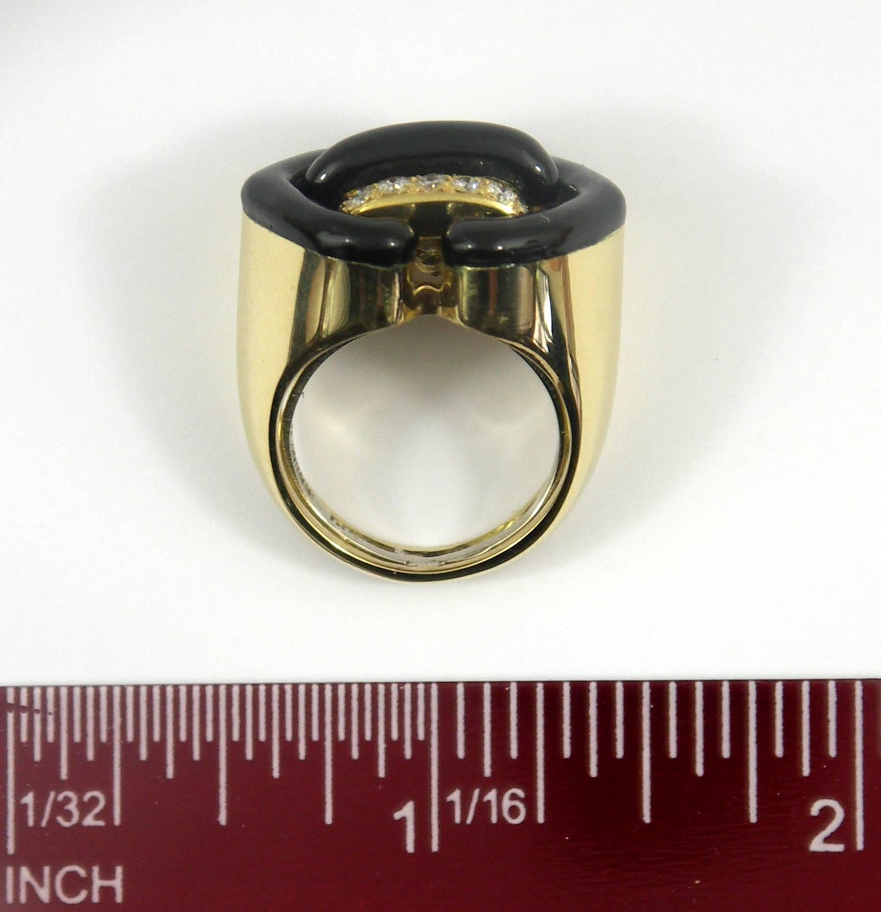 Andrew Clunn Black Enamel Diamond Ring 1