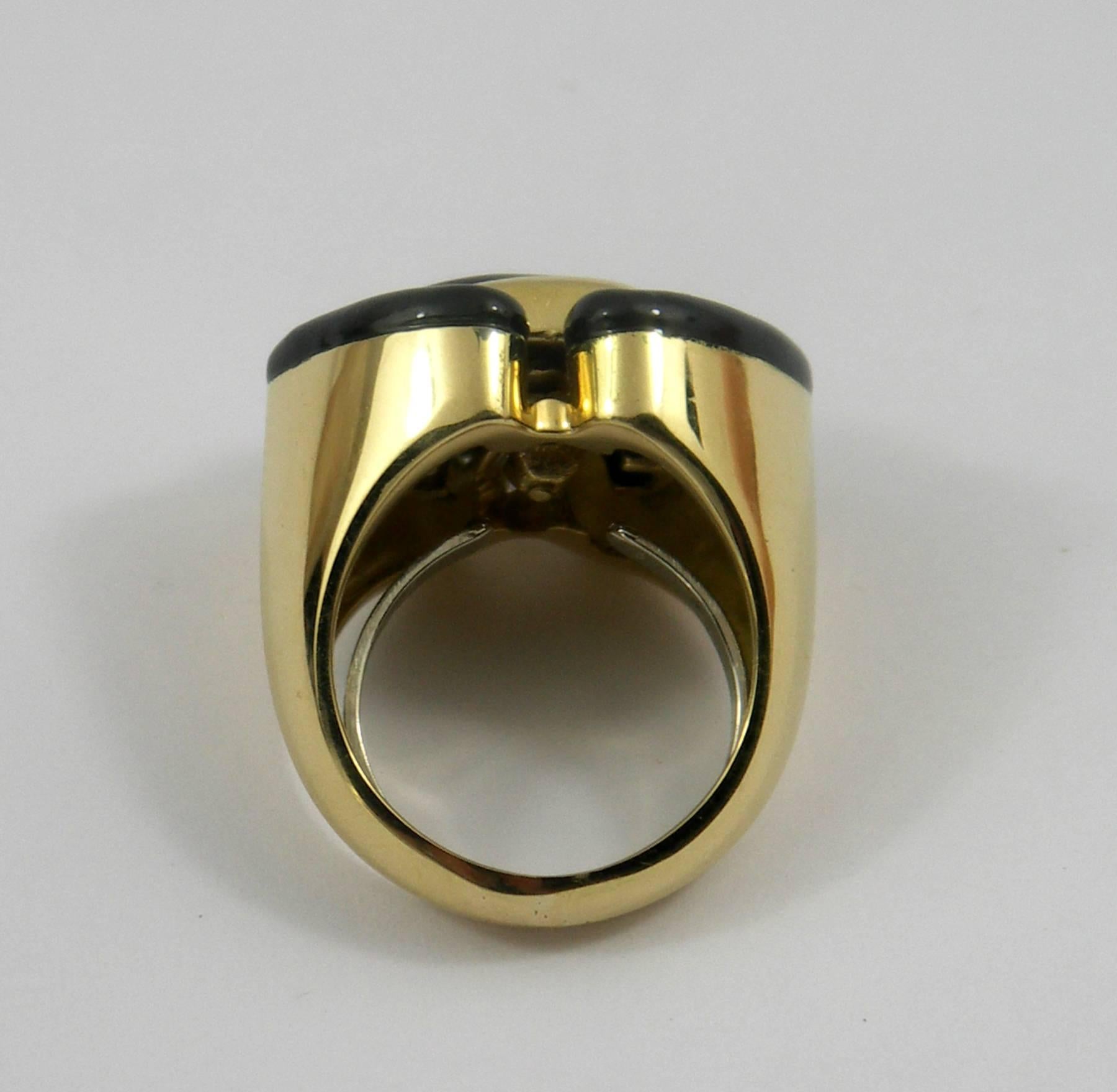 Women's or Men's Andrew Clunn Black Enamel Gold Ring