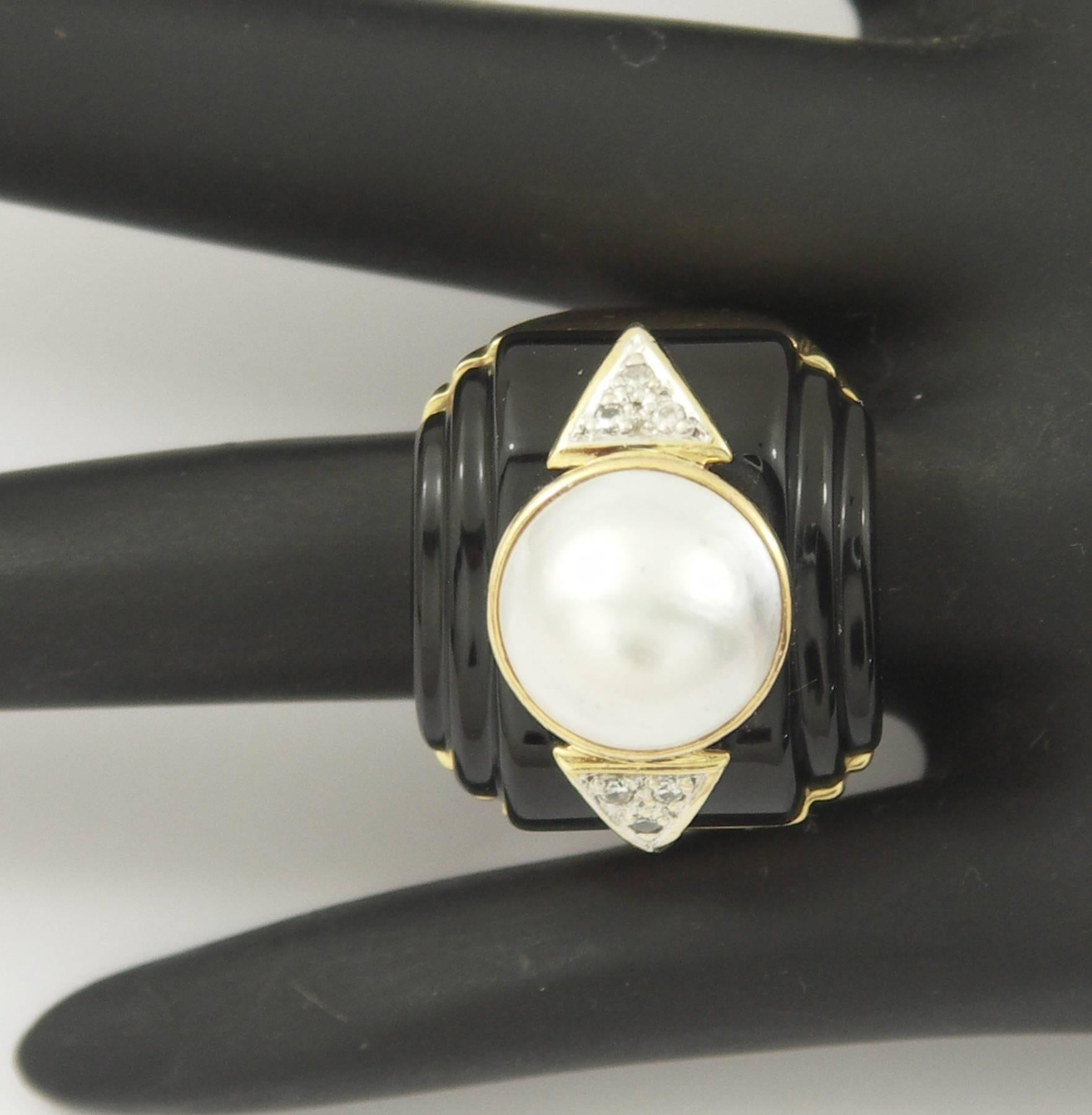 mabe pearl and diamond ring
