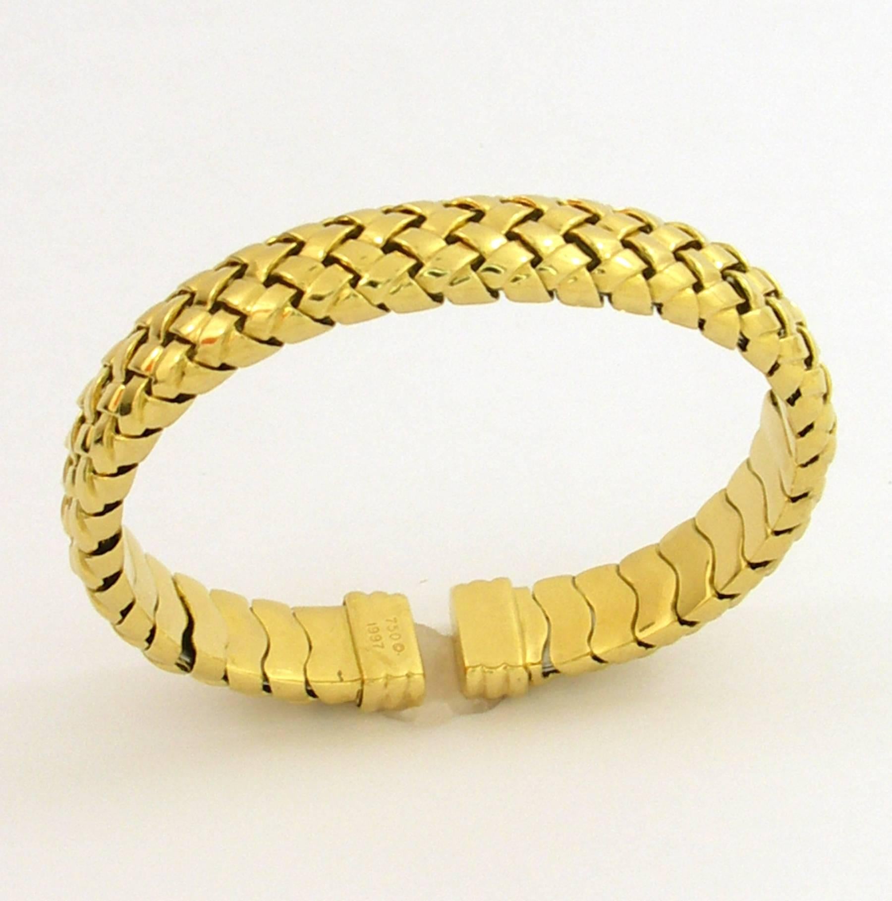 Tiffany & Co. Woven Gold Cuff Bracelet In Excellent Condition In Palm Beach, FL