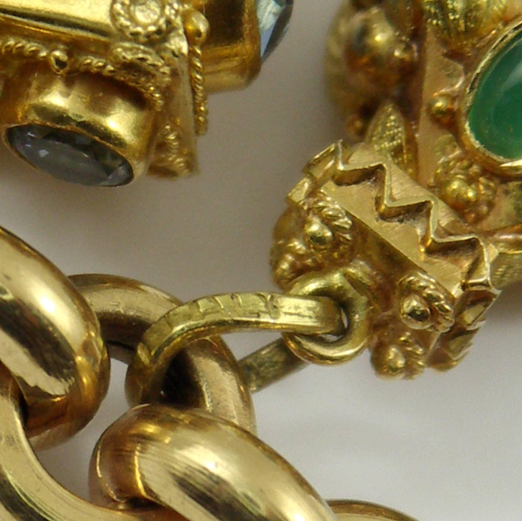 Gold Italian Etruscan Inspired Charm Bracelet 2