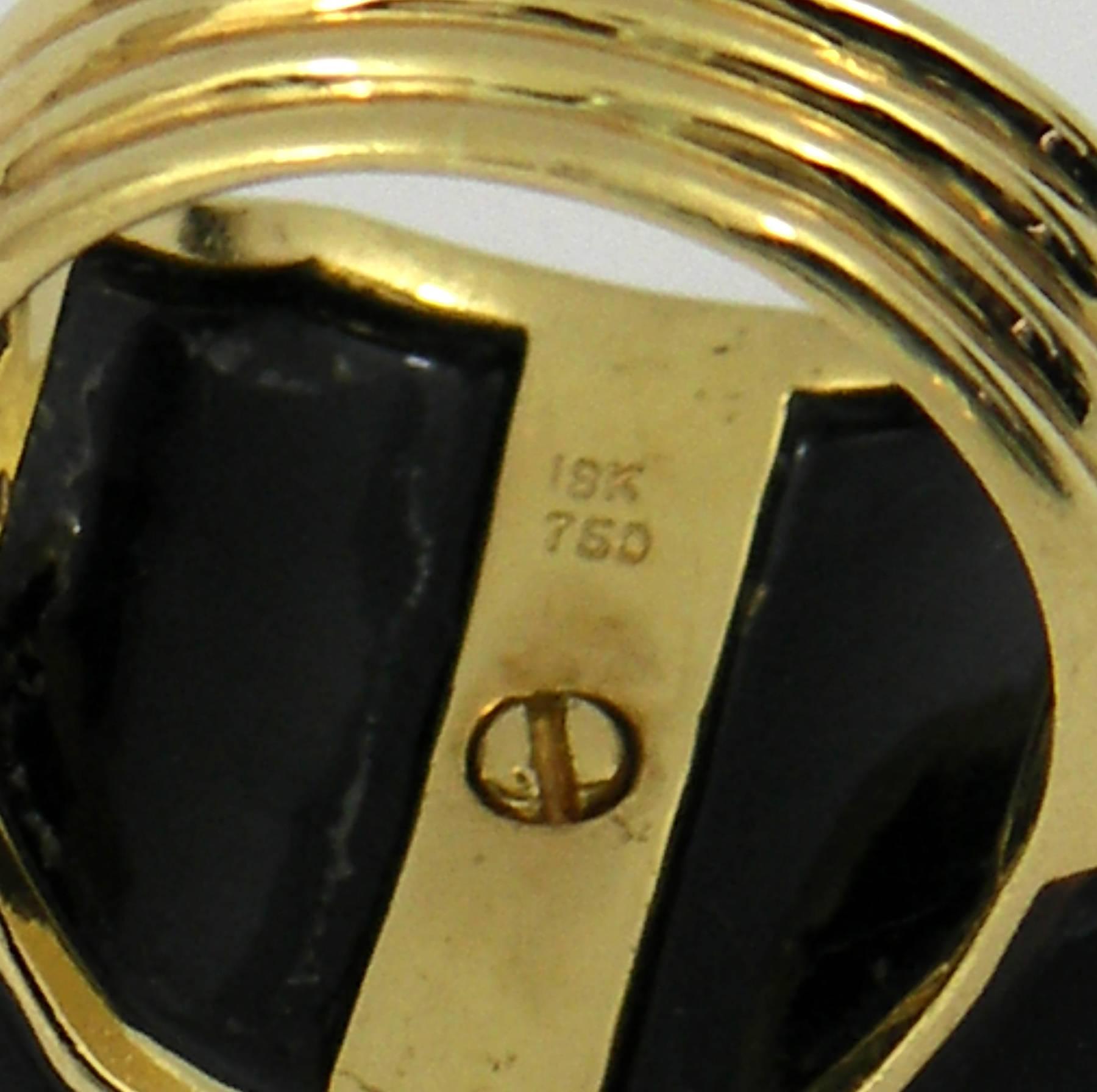 Gold Diamond Onyx Geometric Ring 5