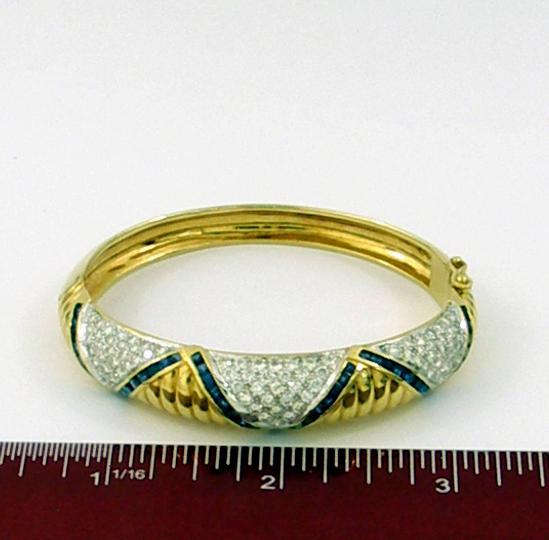 Chevron Design Diamond Sapphie Bracelet 5