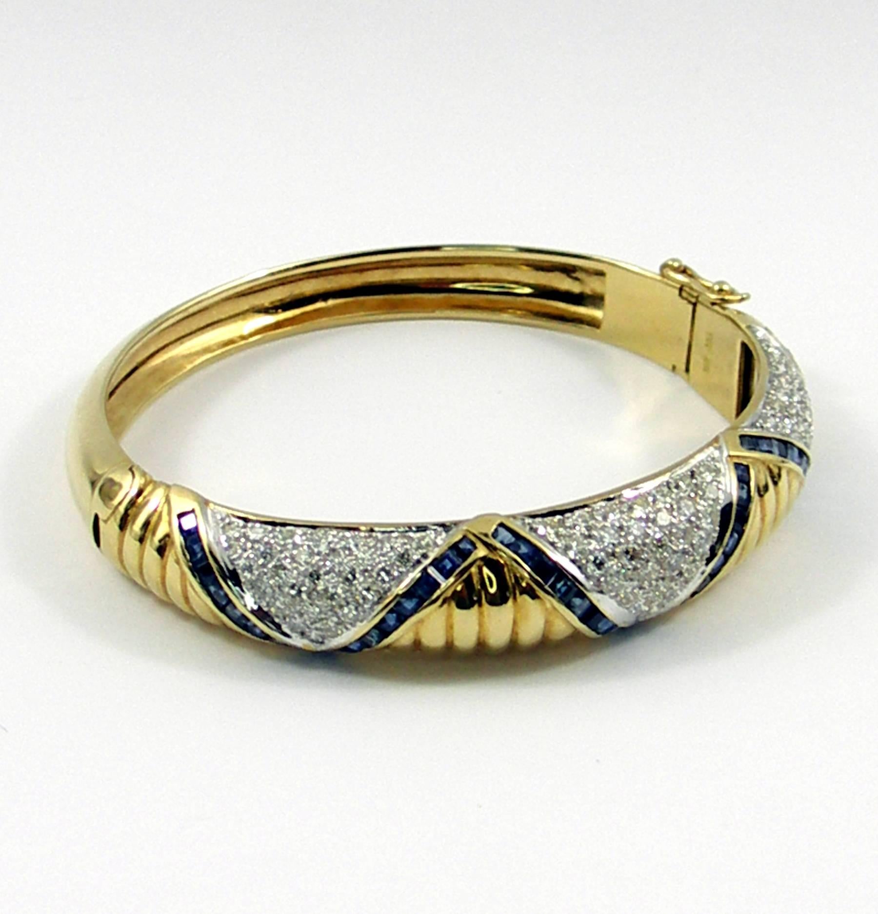 Chevron Design Diamond Sapphie Bracelet 1
