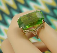 Large Peridot Diamond Ring