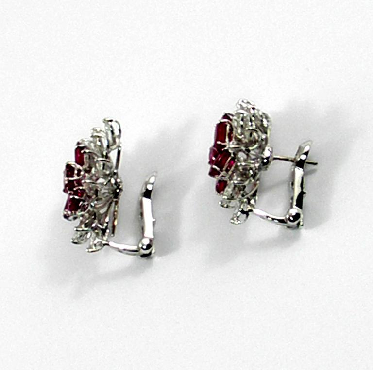French Diamond Ruby Earrings For Sale at 1stDibs
