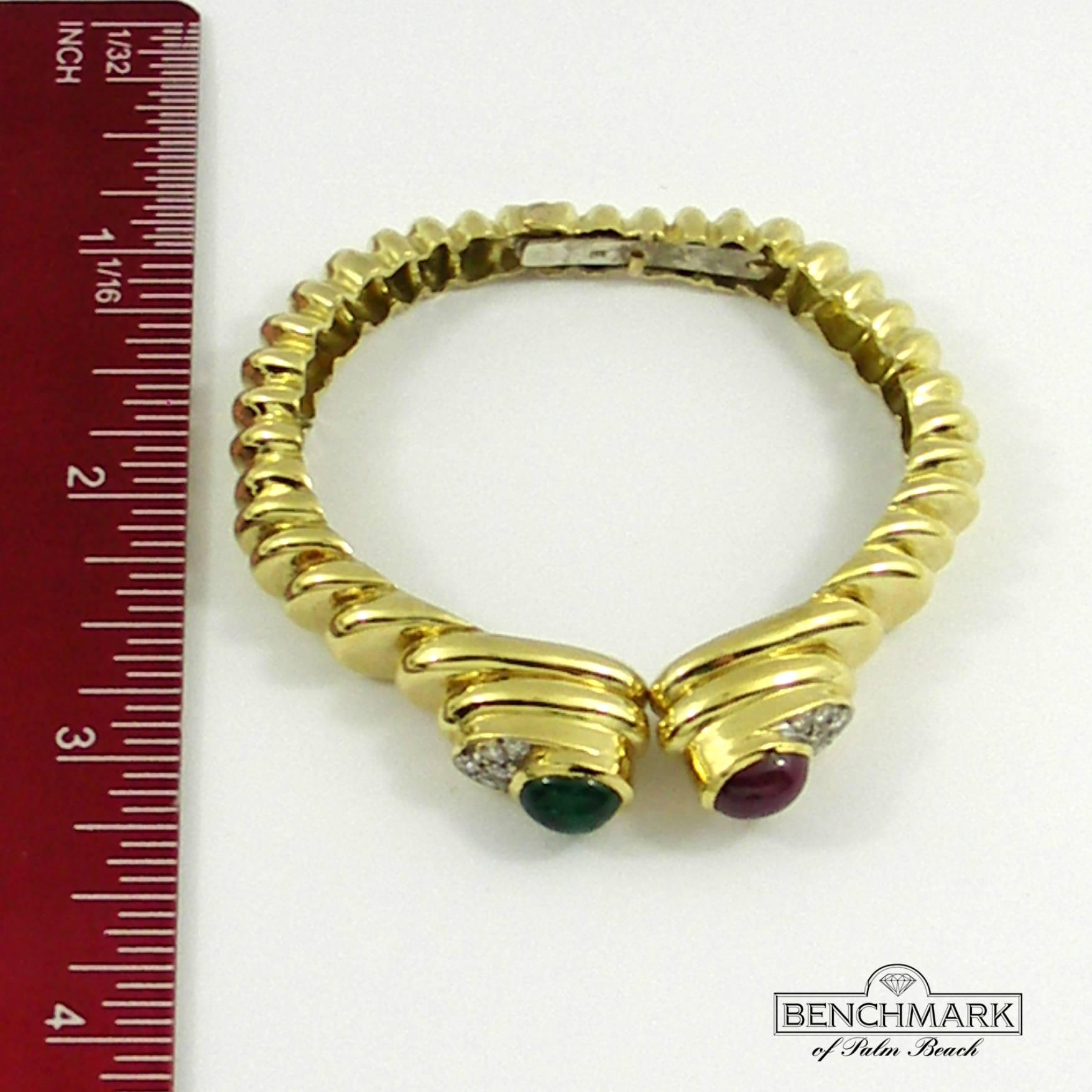 Pair of Diamond Emerald Ruby Sapphire Bracelets 3