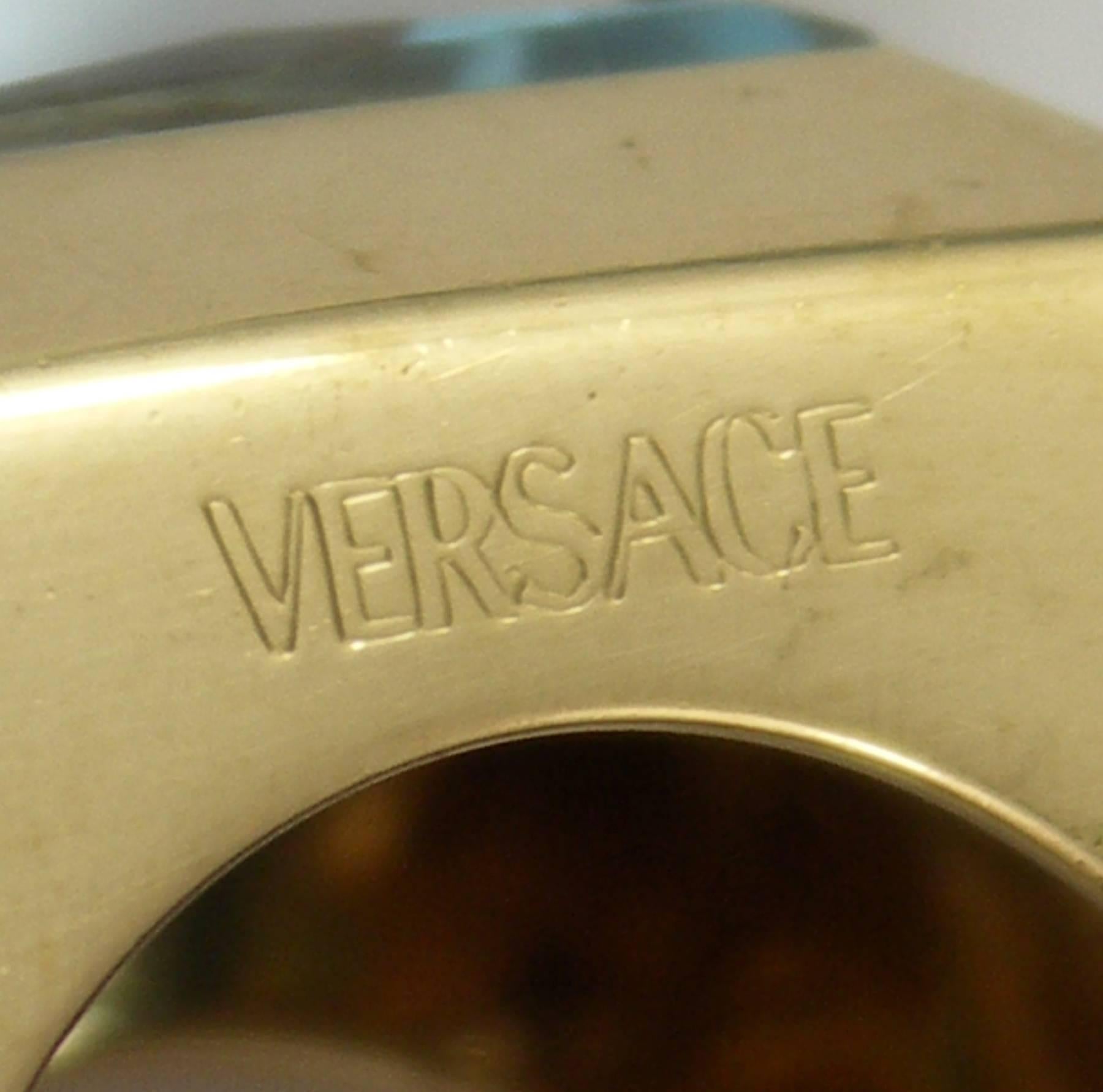 Versace Gold Topaz Diamond Ring In Excellent Condition In Palm Beach, FL